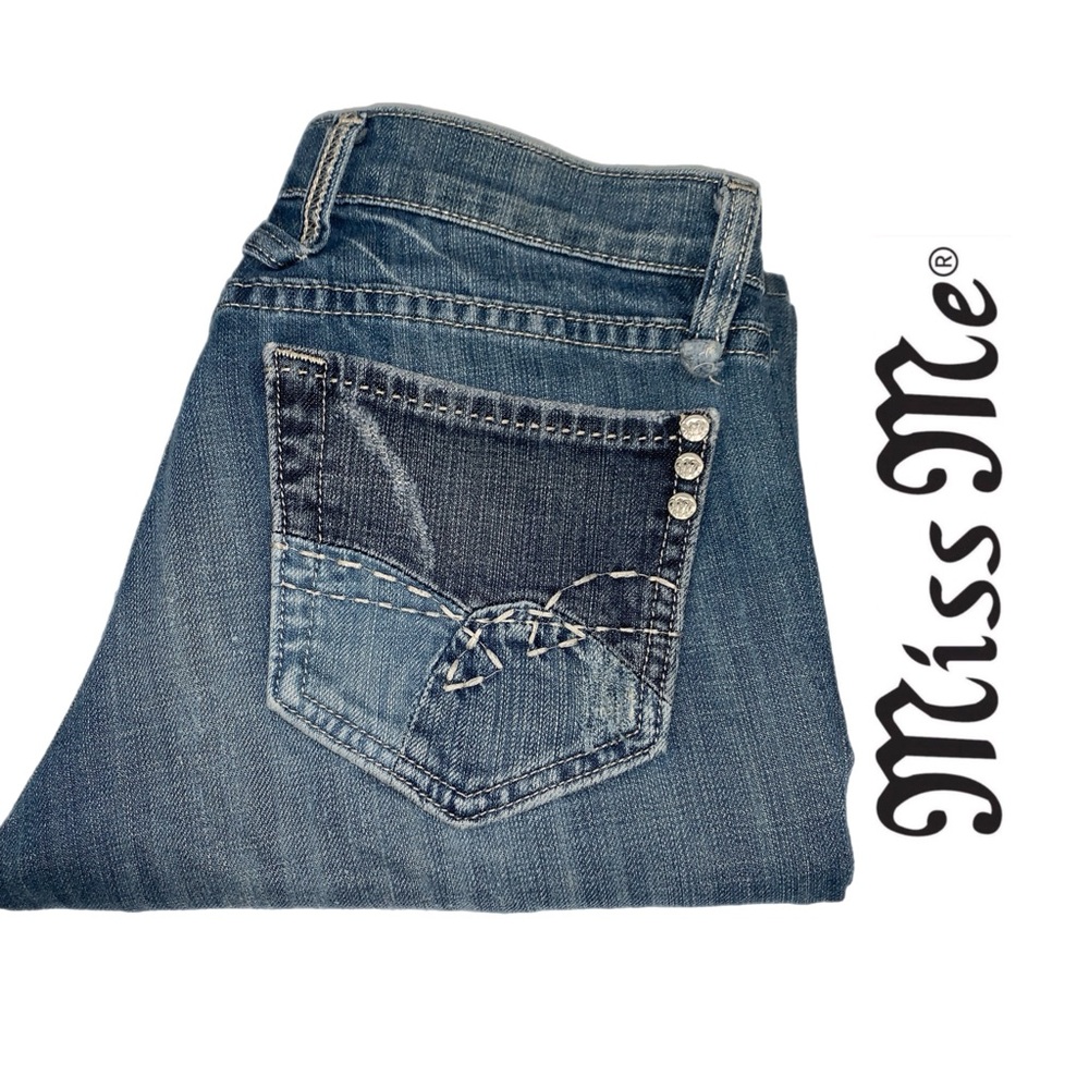 Miss Me Women's Blue Jeans Patchwork‎ Pockets 27x29 0427